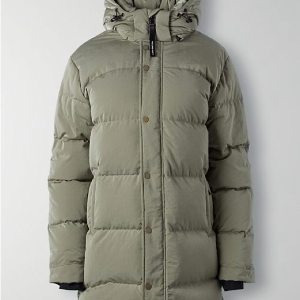 Tna THE SUPER PUFF Mid | Aritzia Dry Basil Green Down Coat Water Repellent